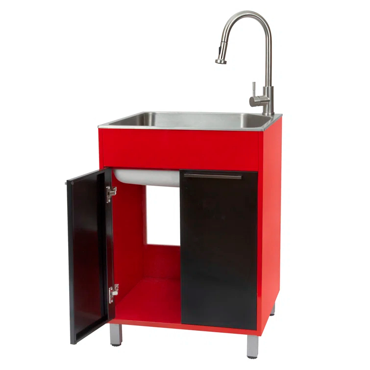All-In-One 24.1" L x 21.3" W Free Standing Laundry Sink with Faucet