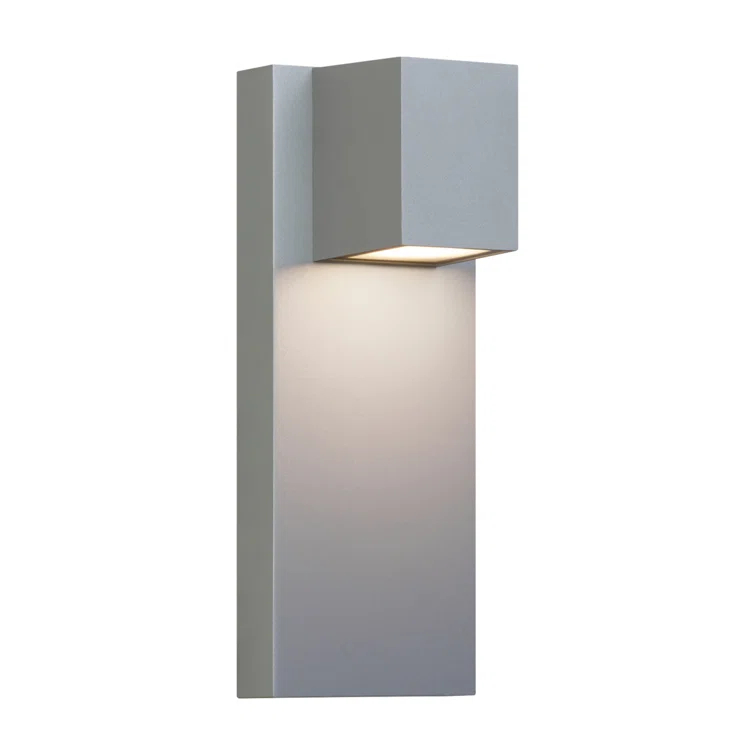 Silver Rectangular LED Outdoor Wall Light with Dimmable Feature