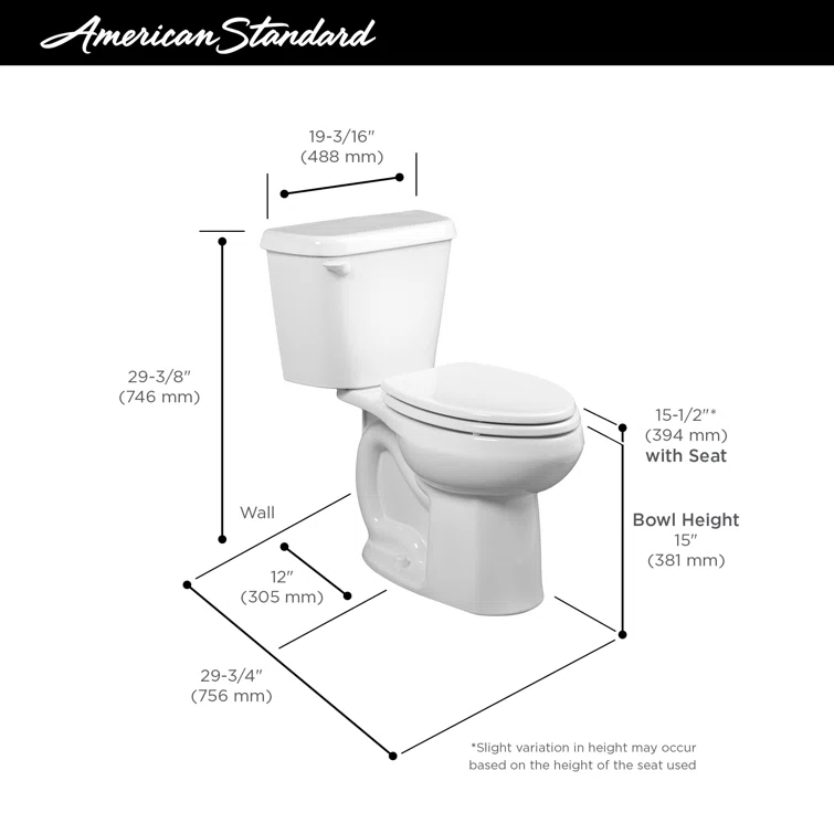 American Standard Colony 1.28 Gallons GPF Elongated Comfort Height Floor Mounted Kit (Seat Not Included)