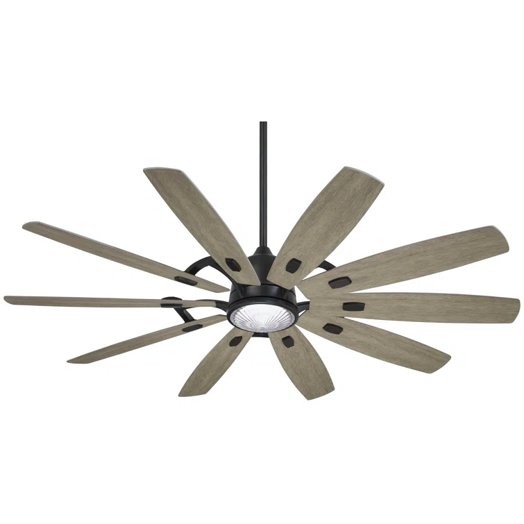 65" 10 - Blade LED Standard Ceiling Fan with Remote Control and Light Kit Included