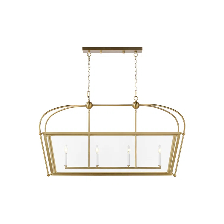 Satin Brass Elegance 4-Light Linear Pendant for Indoor/Outdoor