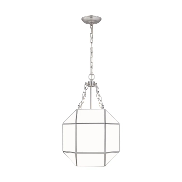 Generation Lighting Morrison 3 -Light Brushed Nickel Modern/contemporary White glass Geometric Mini Hanging Pendant light