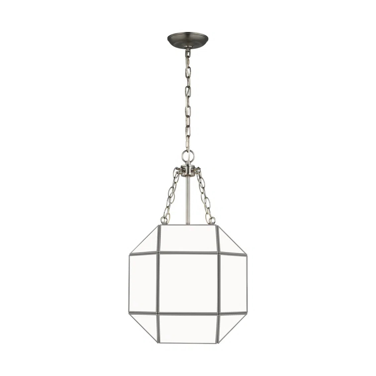 Generation Lighting Morrison 3 -Light Brushed Nickel Modern/contemporary White glass Geometric Mini Hanging Pendant light