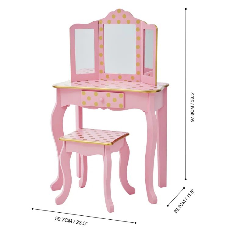 Teamson Kids Gisele Wooden Polka Dot 2-pc. Play Vanity for Accessories
