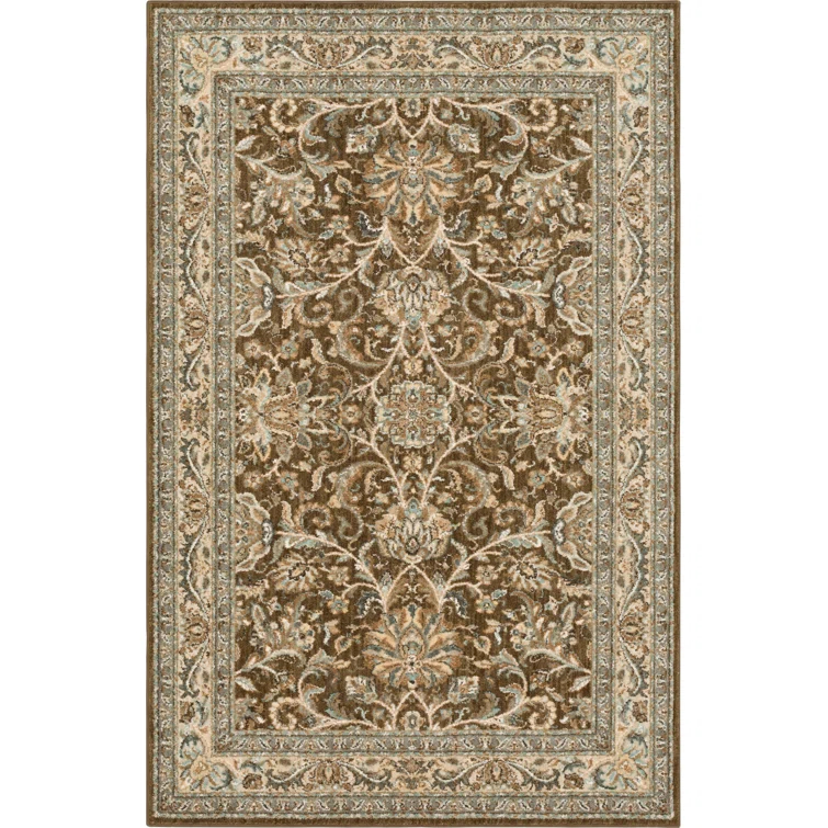 Euphoria Brown/Beige Traditional Floral Area Rug