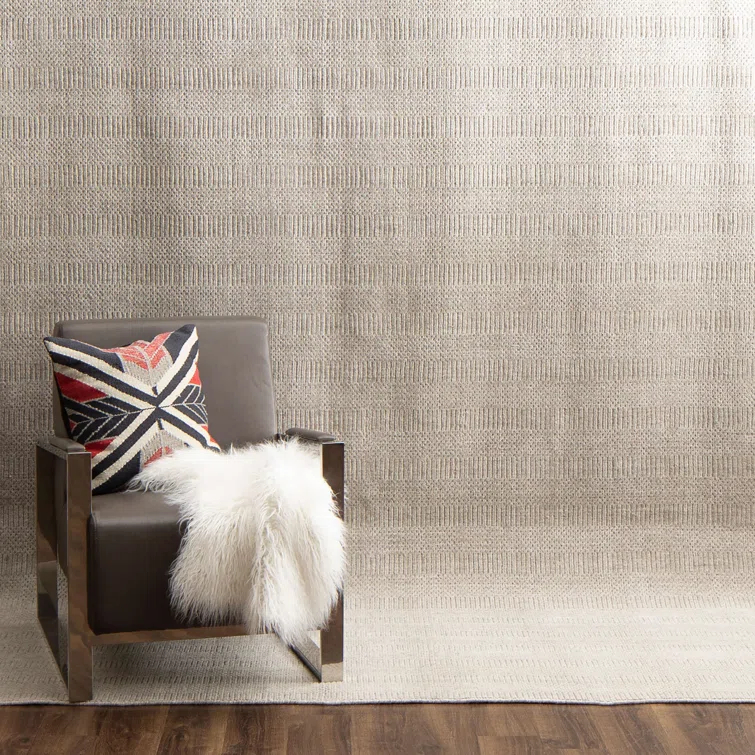 Handwoven Wool Beige Area Rug