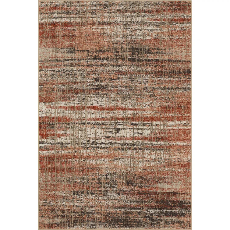 Abstract Coral/Gray Area Rug