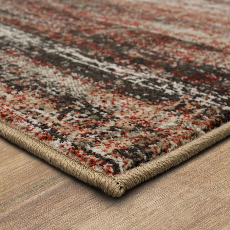 Abstract Coral/Gray Area Rug
