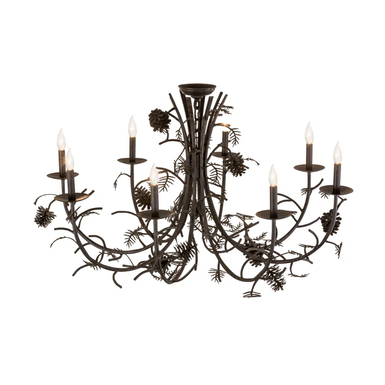 Chestnut Pinecone 8-Light Rustic Metal Chandelier
