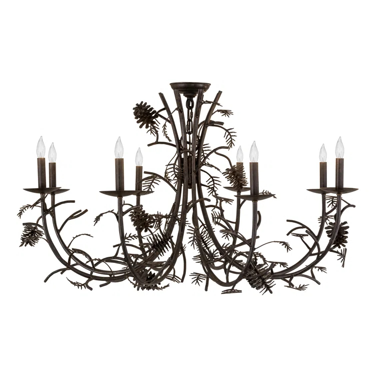 Chestnut Pinecone 8-Light Rustic Metal Chandelier