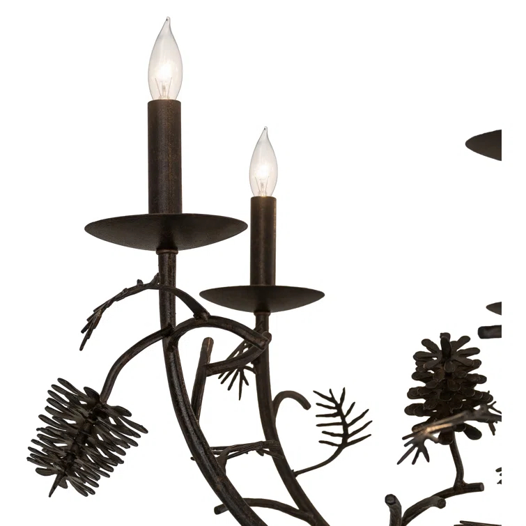 Chestnut Pinecone 8-Light Rustic Metal Chandelier
