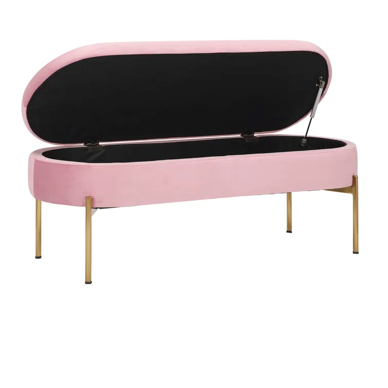 Velvet Upholstered Storage Bench
