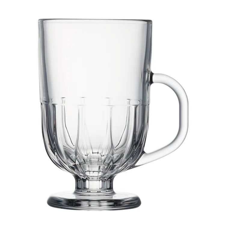 Flore Clear Glass Coffee Mug with Art Deco Design, 300ml
