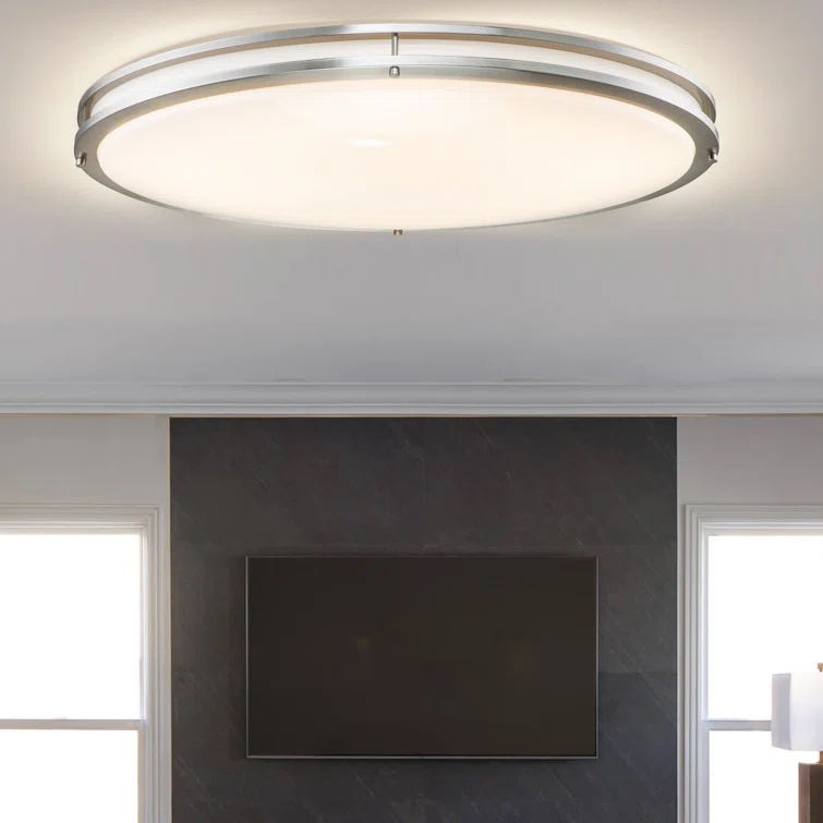 Kohlera 32.5"W Brushed Nickel Dimmable 3000K LED Oval Flush Mount