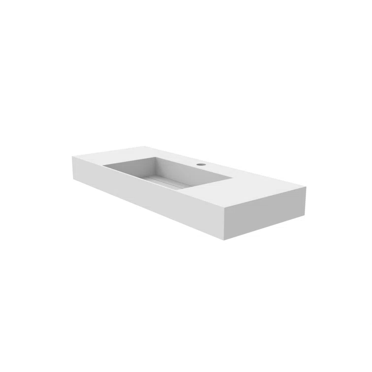 Juniper 48 inch Modern Rectangular Wall Mounted Bathroom Sink with Concealed Drain