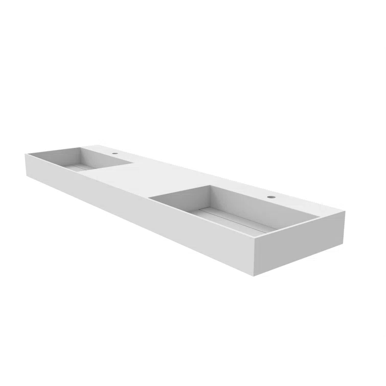 Juniper 72" Rectangular Modern Wall-Mounted Bathroom Sink with Concealed Drain Plate
