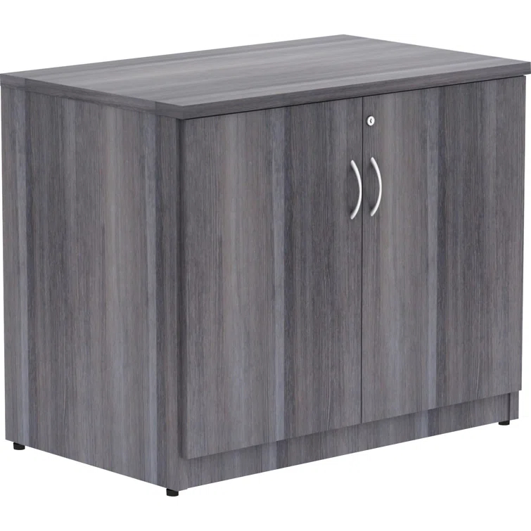 Essentials Series 2-Door Storage Cabinet - 36" X 22.5" X 29.5" - Drawer(S)2 Door(S) - Material: Melamine Faced Chipboard (MFC) Top, Melamine Faced Chipboard (MFC) Shelf, Melamine Faced Chipboard (MFC) Side Panel, Melamine Panel - Finish: Weathered Charcoa