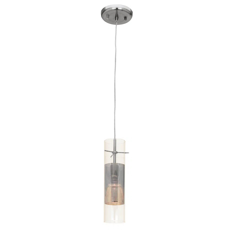1 - Light Brushed Steel Single Pendant