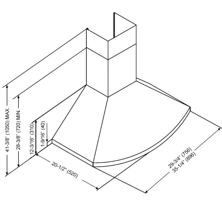 Kobe Range Hoods 36" Stainless Steel 800 CFM Ducted (Vented) Wall Range Hood with Baffle Filter