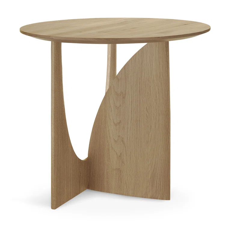 Natural Oak Geometric Round Wood End Table