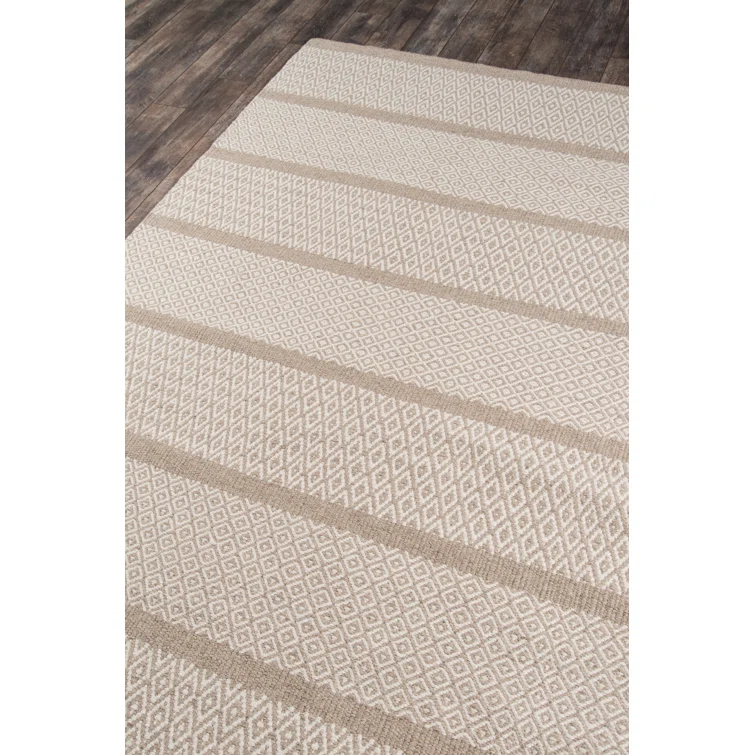 Momeni  Mesa Hand Woven Wool Contemporary Striped Area Rug Beige 3'6" x 5'6" 4' x 6' Accent, Indoor