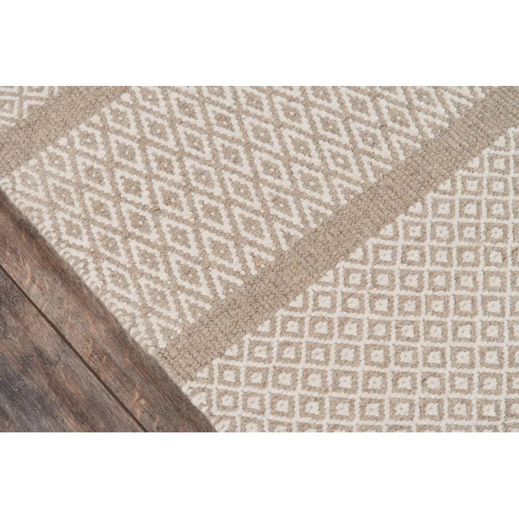 Momeni  Mesa Hand Woven Wool Contemporary Striped Area Rug Beige 3'6" x 5'6" 4' x 6' Accent, Indoor