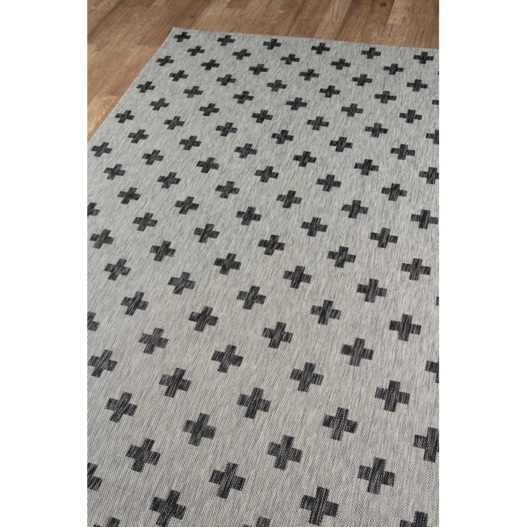 Umbria Polypropylene Gray/Black Rug