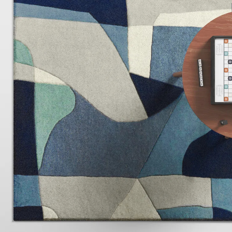 Gaye Wool Teal/Navy/Beige Rug