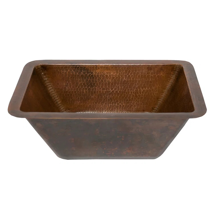 17" Rectangle Hammered Copper Bathroom Sink
