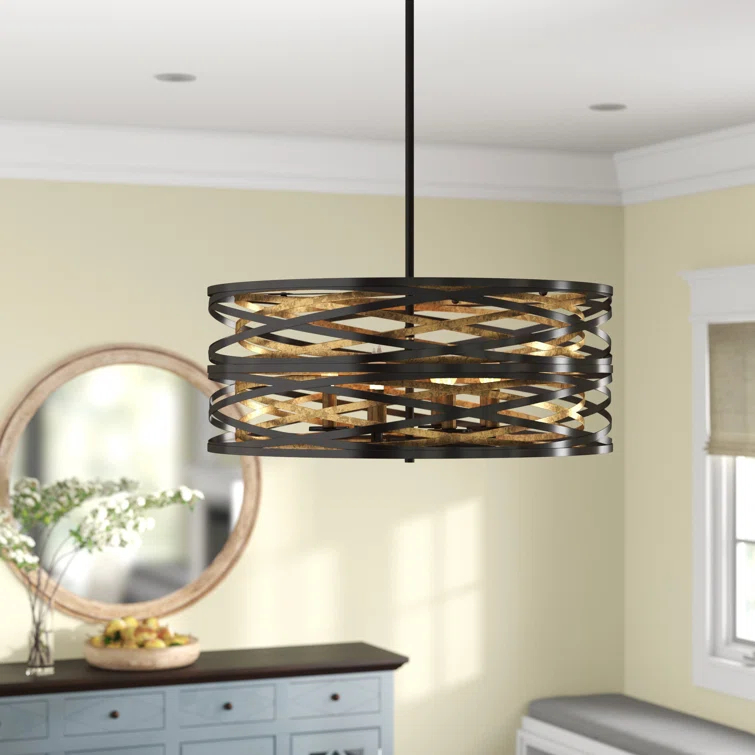 Vortic Flow 8 - Light Dark Bronze/Mosaic Gold Unique/Statement Pendant