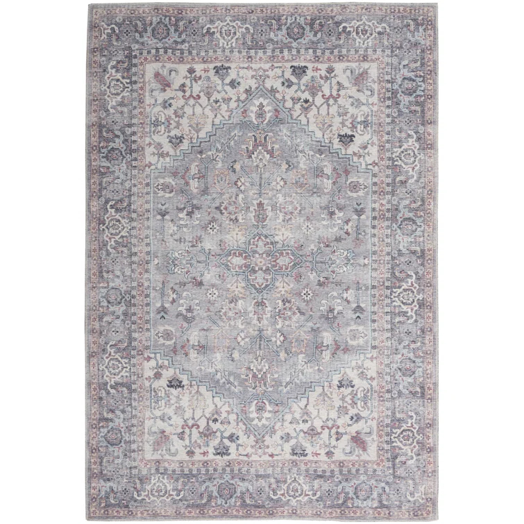 Machine Washable Oriental Gray Area Rug