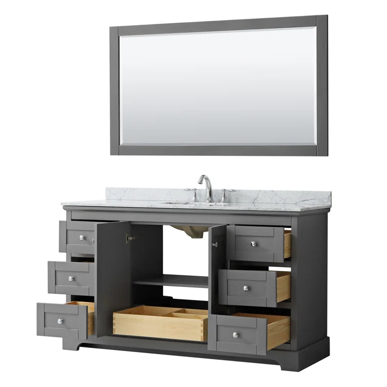 Wyndham Collection Avery 60'' Single Bathroom Vanity with Stone Top with Mirror