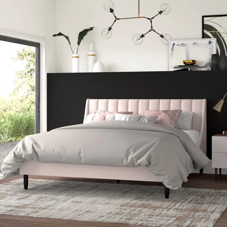 Afraa Upholstered Wingback Bed