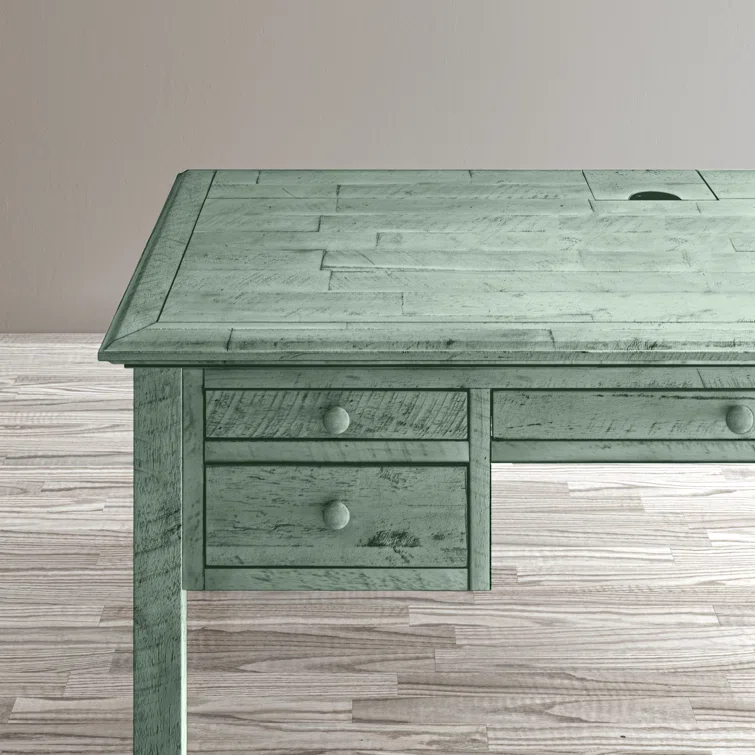 Jofran Rustic Shores Coastal Style Distressed Acacia USB Charging Desk