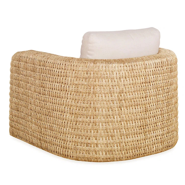Bottega Flax-Colored Cushioned Rattan Swivel Lounge Chair