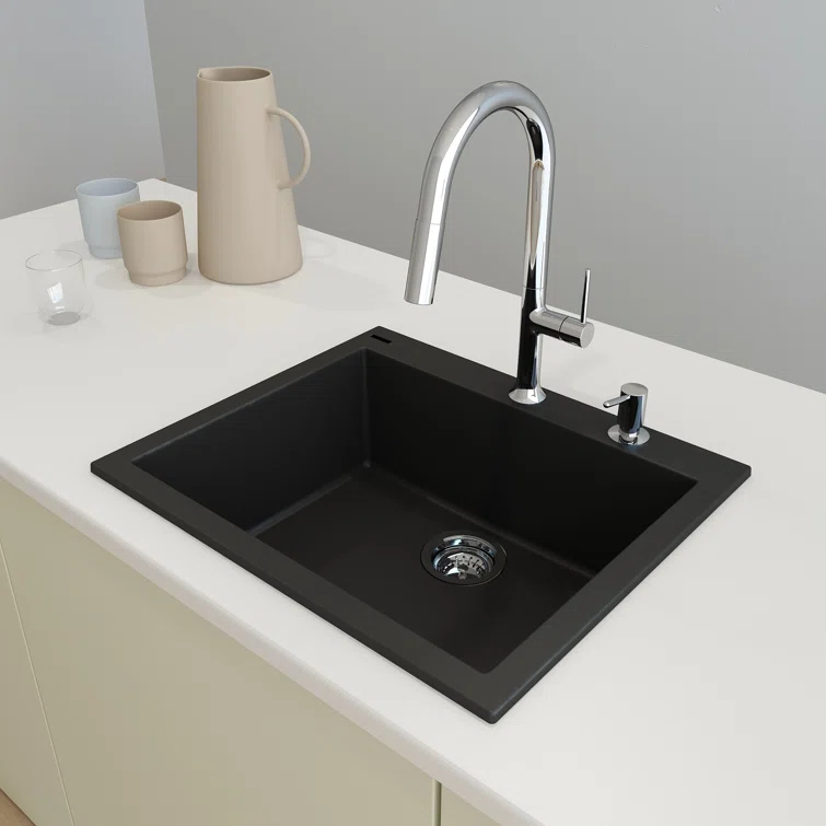 Campino 24'' L Single Bowl Granite Kitchen Sink