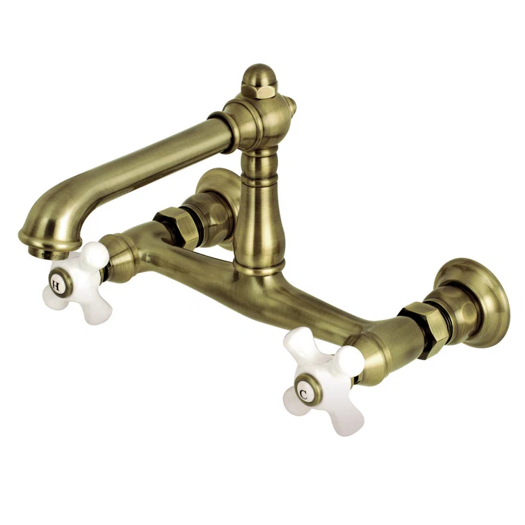 Kingston Brass Kingston Brass English Country Two-Handle 2-Hole Wall Mount Bathroom Faucet KS7241PX