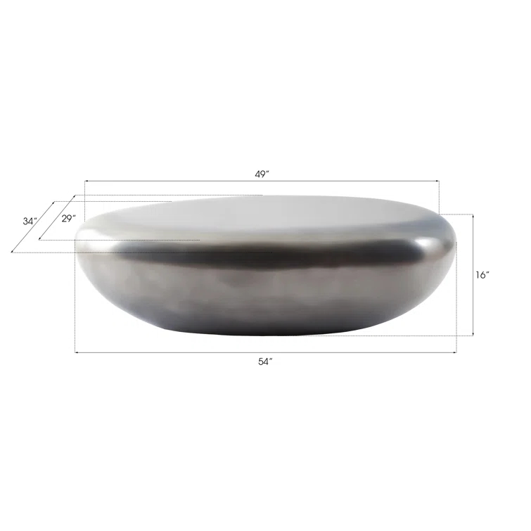Polished Aluminum River Stone Solid Coffee Table