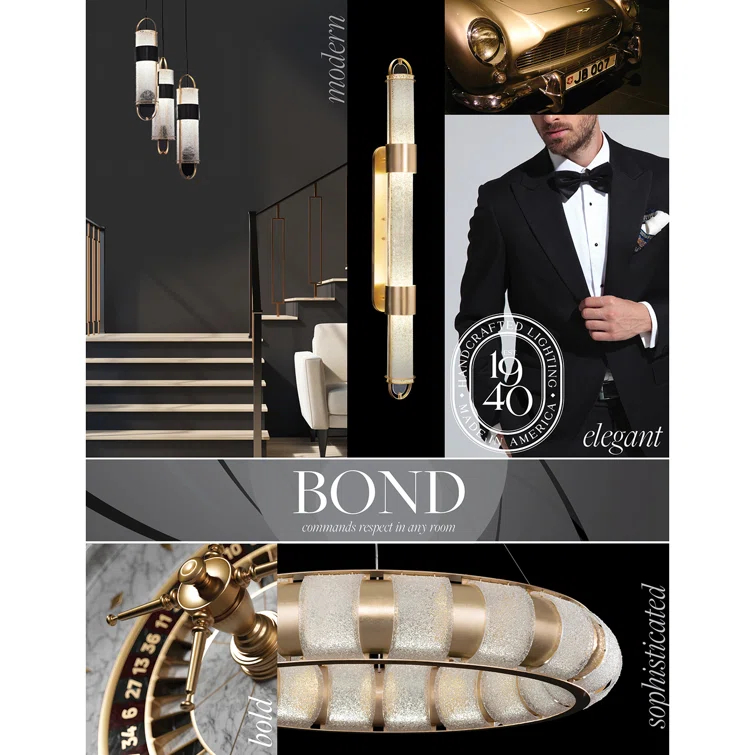 Bond Black/Silver LED Glass Island Pendant with Clear Detail