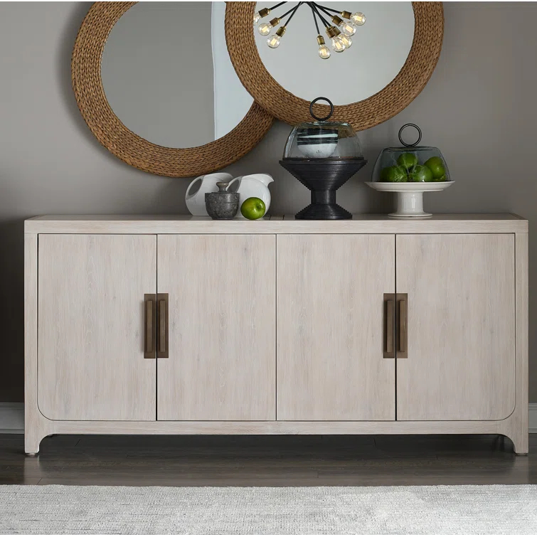 Universal Furniture 2-Shelf Farmhouse Wood Blair Credenza in Weathered White