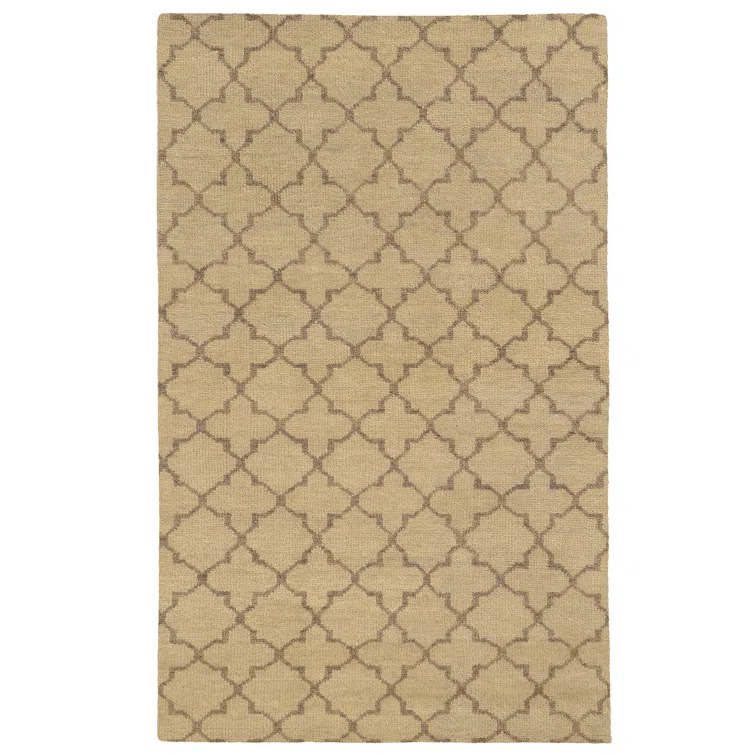 Maddox Geometric Hand-Knotted Wool Beige/Stone Area Rug