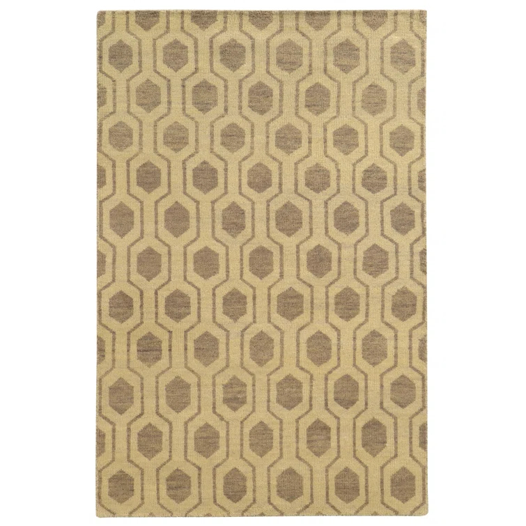 Maddox Geometric Hand-Knotted Wool Beige/Stone Area Rug