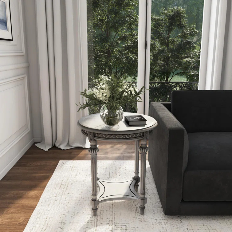 Hellinger Dark Cherry Round Wood End Table