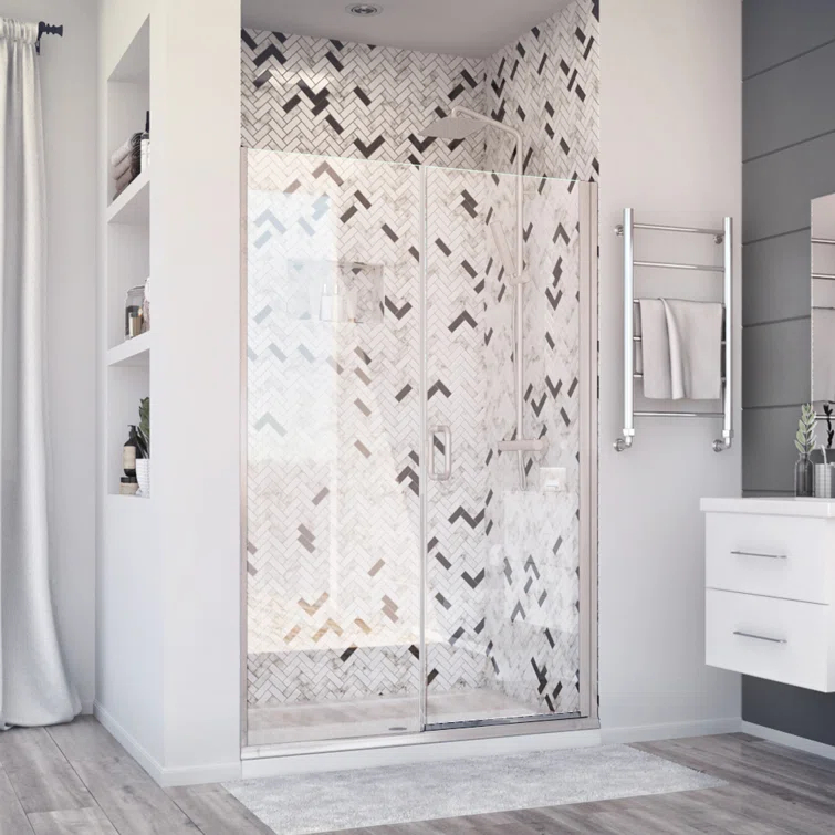 Holcam DESD180.BNK.CLR.4471.HS Distinctive Elite 43.06" W x 71.38" H Hinged Semi-Frameless Shower Door