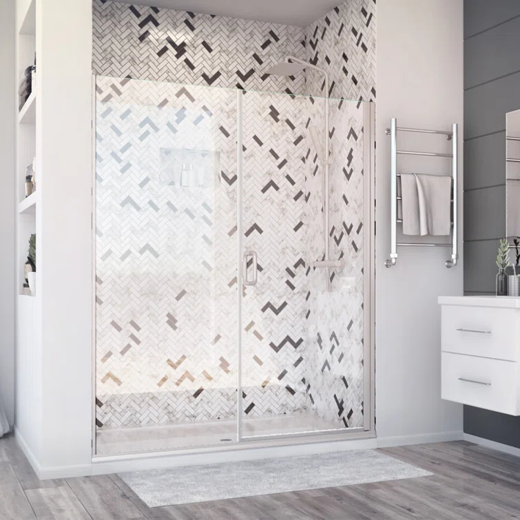 Distinctive Elite 58.06" W x 71.38" H Hinged Semi-Frameless Shower Door