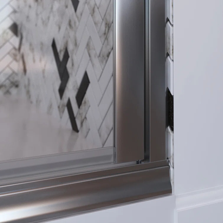 Distinctive Elite 58.06" W x 71.38" H Hinged Semi-Frameless Shower Door