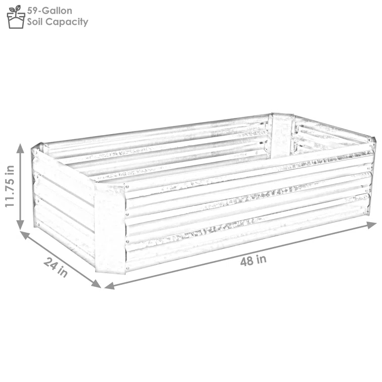 Ippolito Rectangular Galvanized Steel Raised Garden Bed