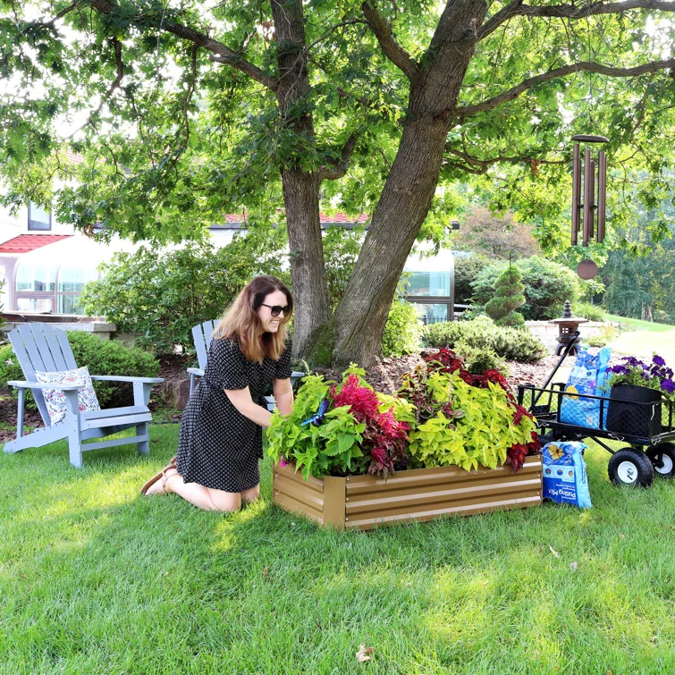 Ippolito Rectangular Galvanized Steel Raised Garden Bed