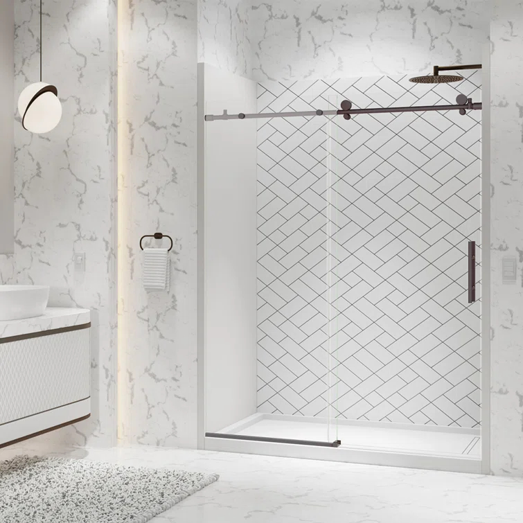 Eclipse 56" W x 74" H Single Sliding Frameless Shower Door