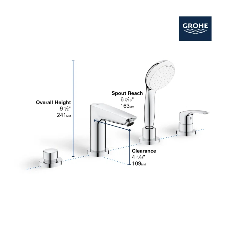 Eurosmart Single Handle Deck Mount Roman Tub Faucet Trim